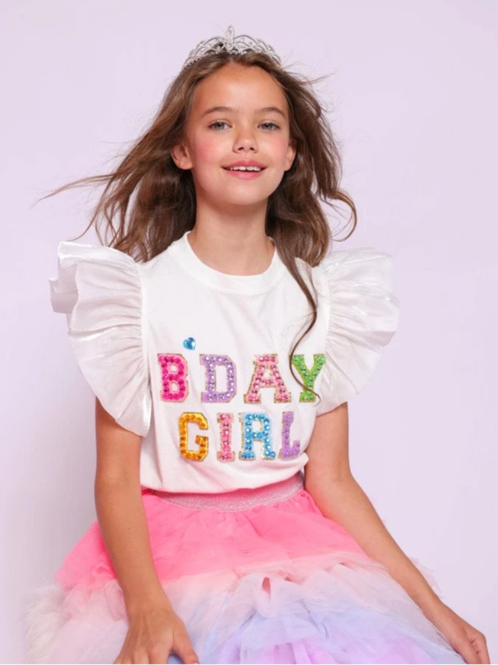 Lola and the Boys Birthday Girl Ruffle Sleeve Shirt size 7